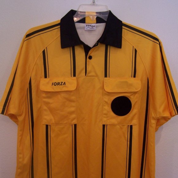 FORZA SOCCER YELLOW & BLACK STRIPED REFEREE JERSEY #3450 - Picture 2 of 9